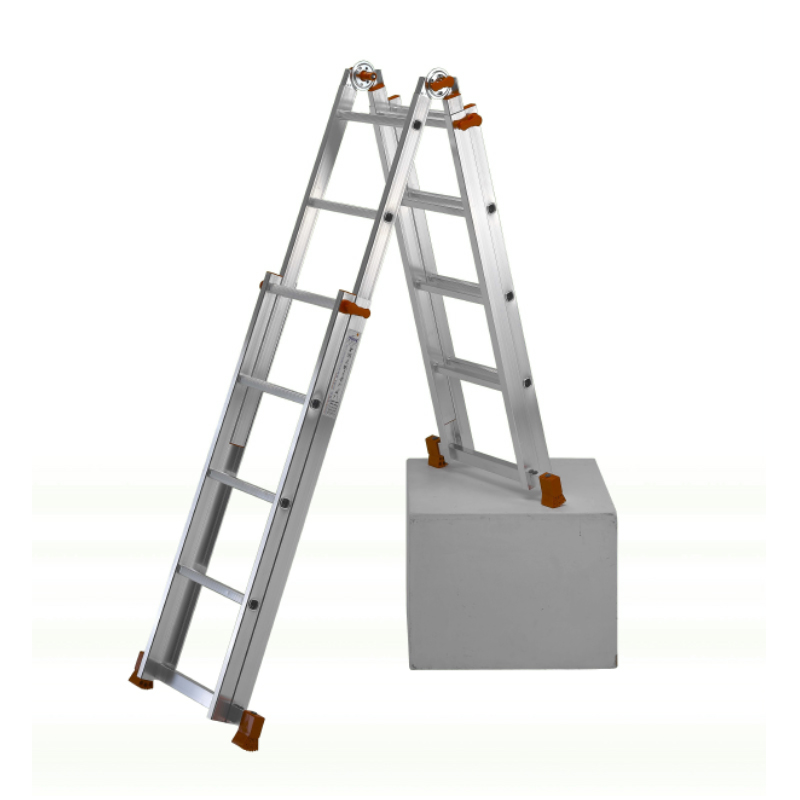 Scala Telescopica Pieghevole In Metallo Con Accessori - Scala