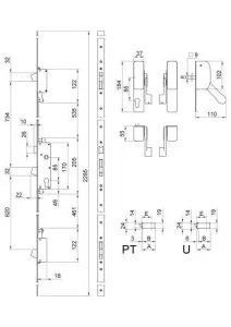 Maniglione antipanico di sicurezza a barra, 3 punti di chiusura 103