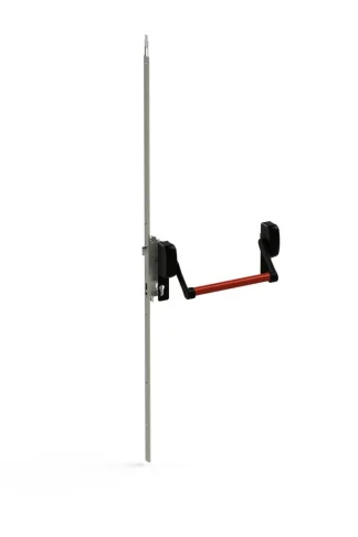 Maniglione antipanico a barra con chiusura automatica per porte doppie, anta primaria, 2 punti di chiusura 105
