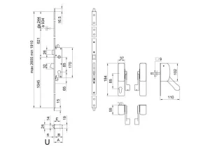 Maniglione antipanico a barra per porte doppie 3 punti chiusura 105U