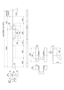 Maniglione antipanico a barra con chiusura automatica e apertura motorizzata per porte doppie, anta primaria, 2 punti di chiusura 105U