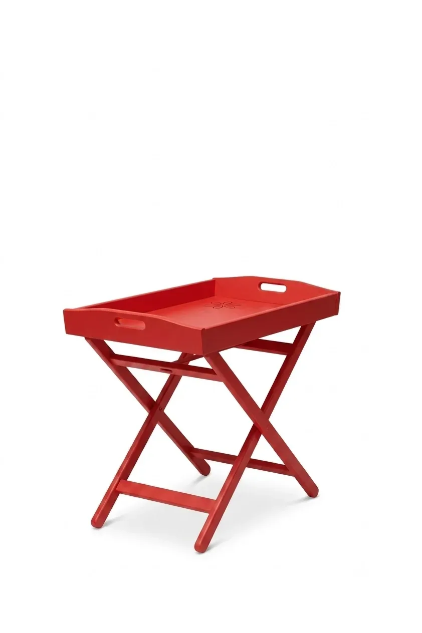 Vassoio-Tavolino pieghevole in legno colore faggio tinto rosso