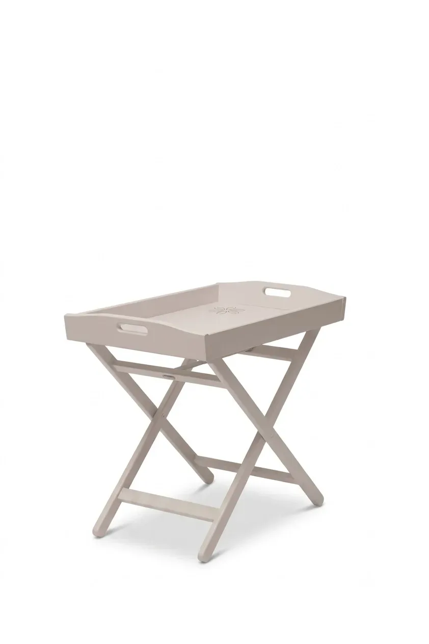 Vassoio-Tavolino pieghevole in legno colore faggio tinto grigio chiaro