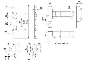 Maniglione antipanico di sicurezza push bar, 1 punto di chiusura 701
