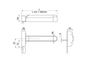 Maniglione antipanico push bar per porte tagliafuoco 711