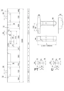 Maniglione antipanico push bar chiusura automatica motorizzata 3 punti di chiusura 760