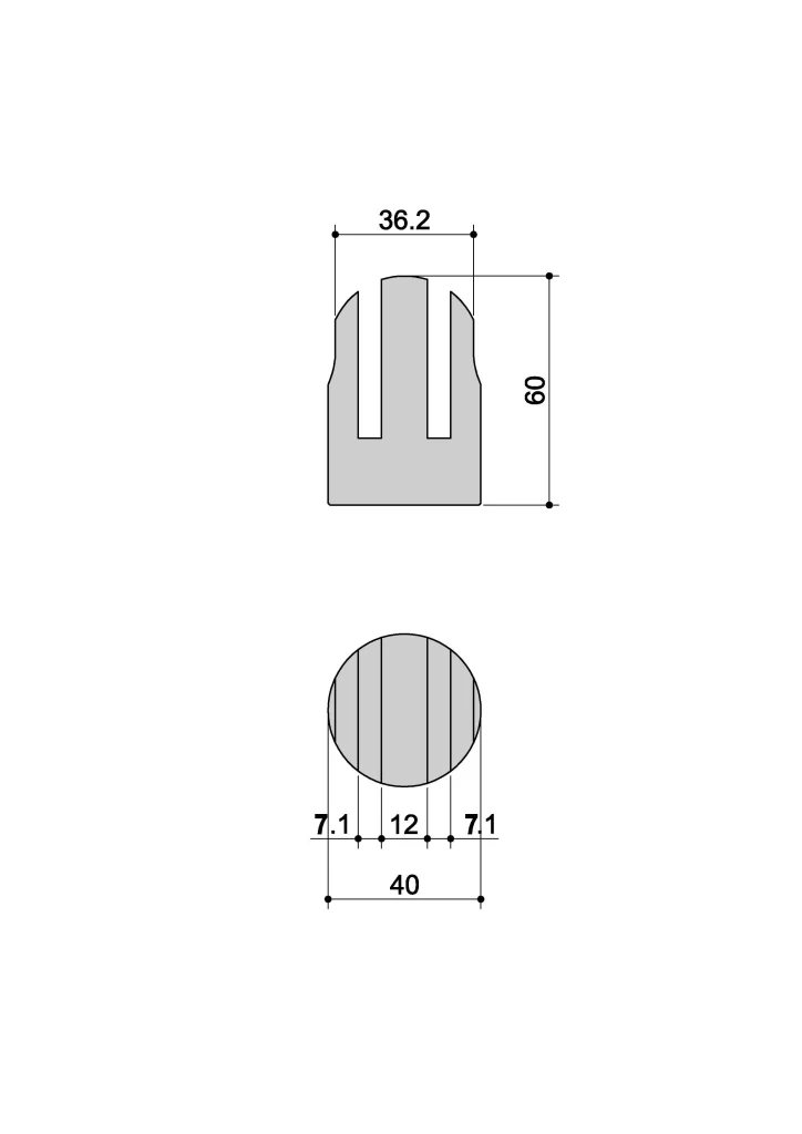 Base montante H.40 R1 misure