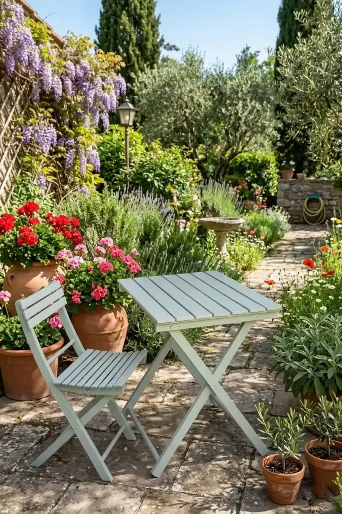 Sedia pieghevole da giardino in legno Basic e tavolino in legno Garden