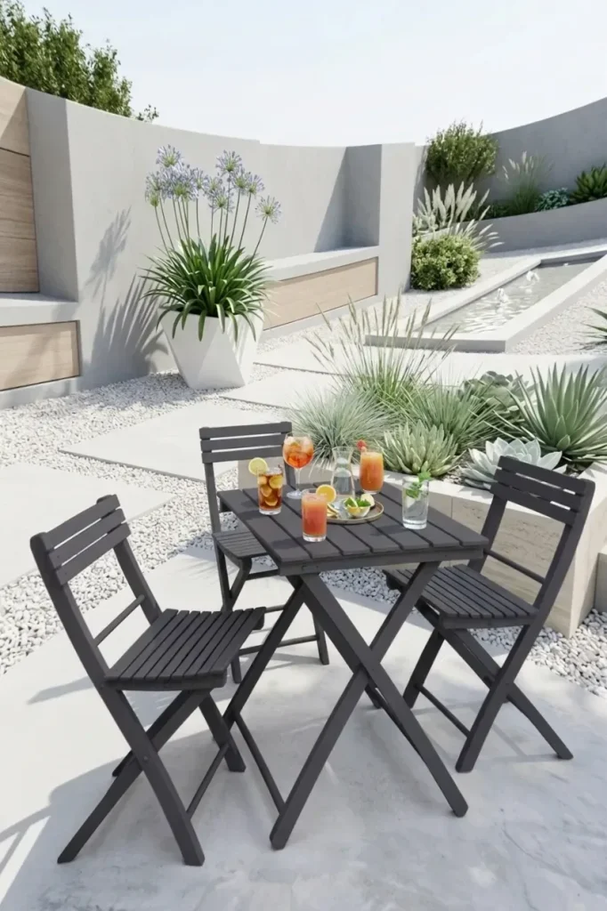 Sedia pieghevole da giardino in legno Basic e tavolino in legno Garden