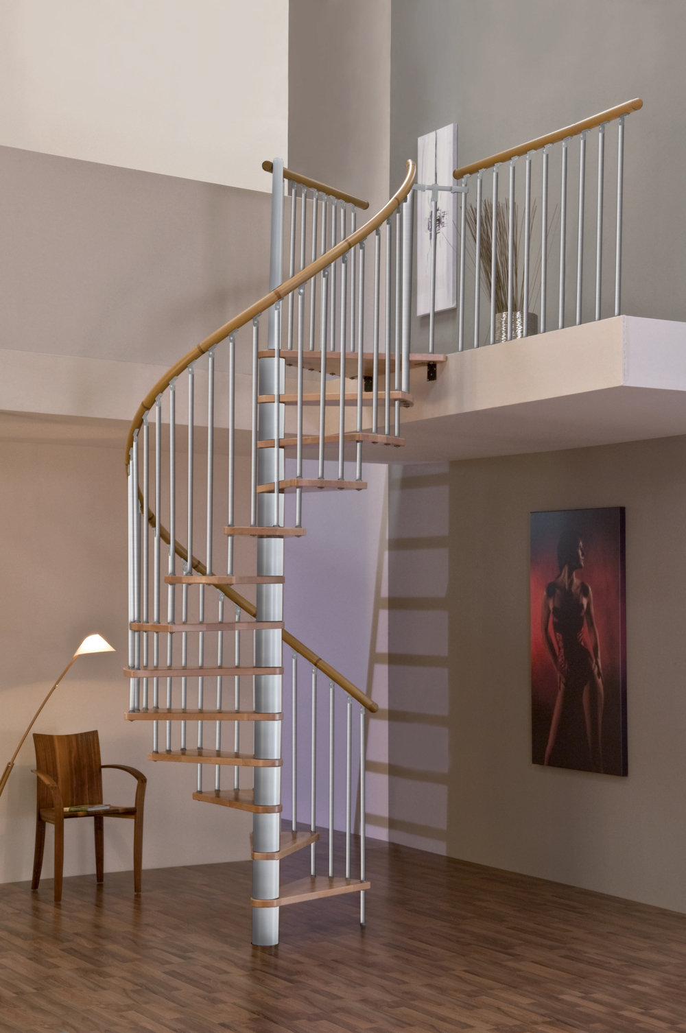 Scala a chiocciola spiral decor 140 cm grigia immagine