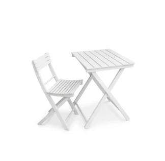 Tavolo pieghevole Garden in faggio massello colore faggio laccato bianco 60 x 80