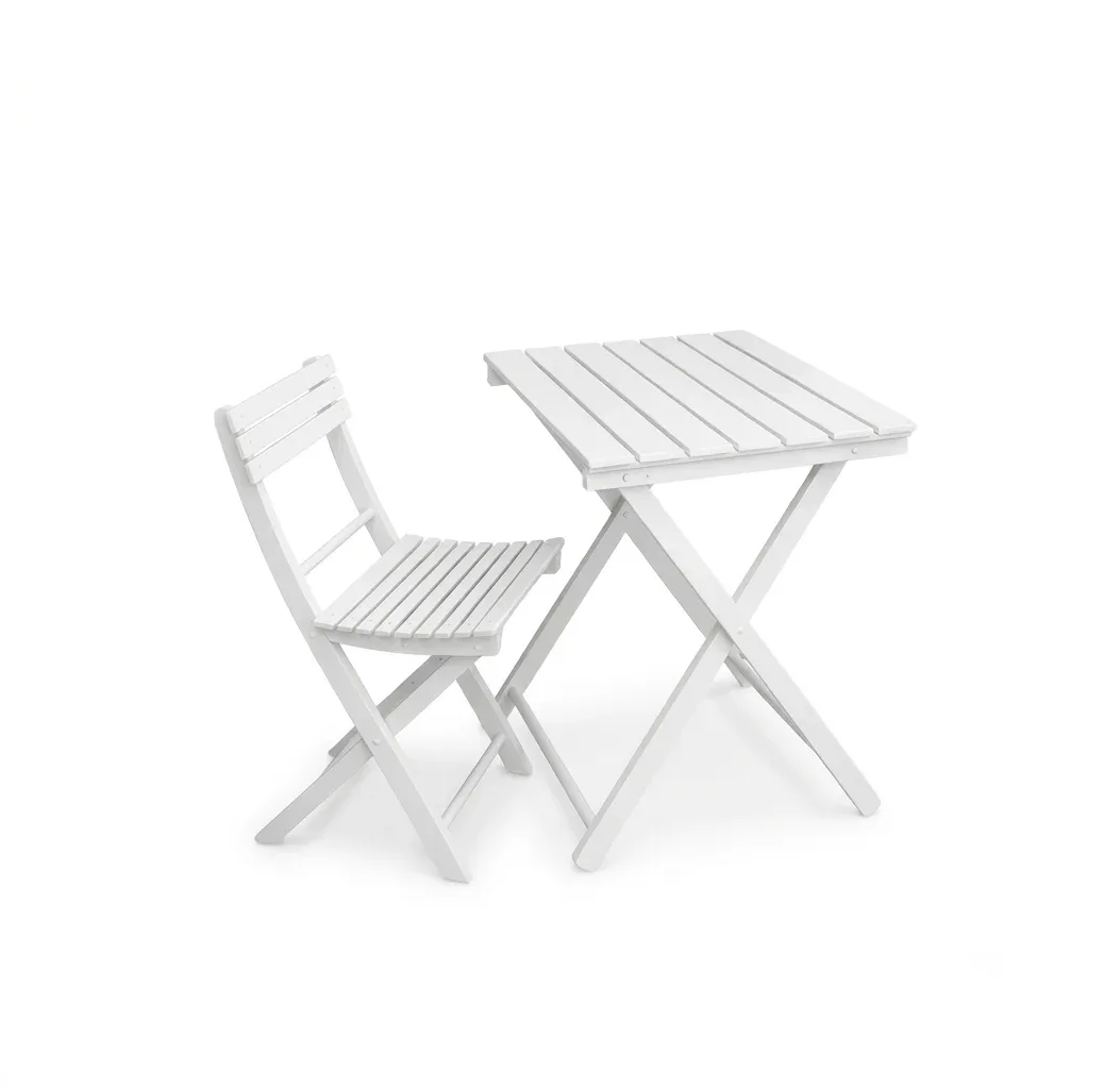 Tavolo pieghevole Garden in faggio massello colore faggio laccato bianco 60 x 80