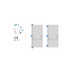 Maniglione antipanico reversibile Modulare Antipanico 3 Punti AP1