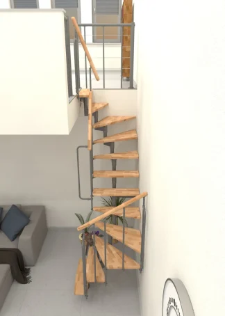 Scala a rampa salvaspazio JOKER 180° Grigio Faggio