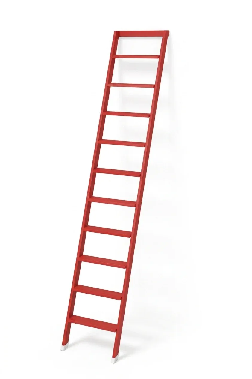 Scale per libreria in legno 10 gradini finitura H12 tinto rosso