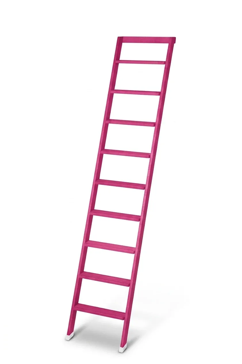 Scale per libreria in legno 9 gradini finitura H11 tinto fucsia