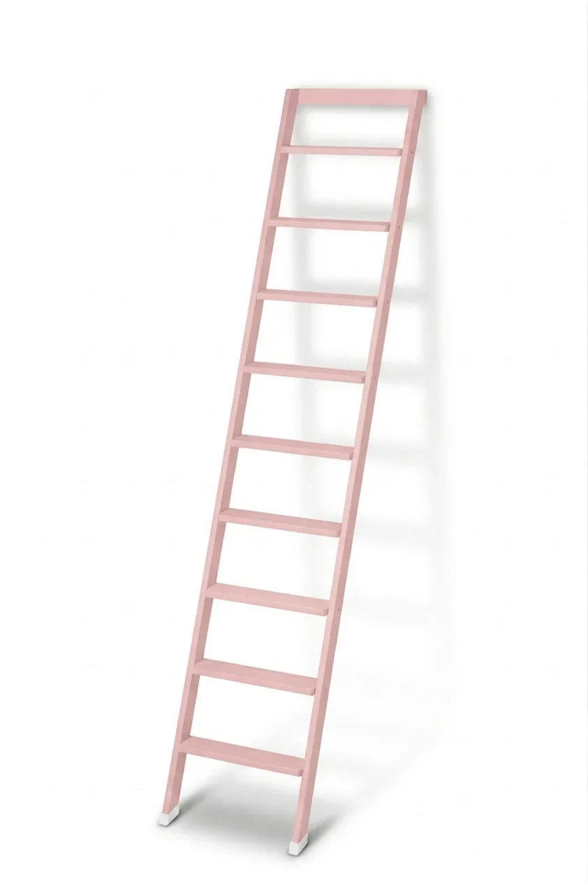 Scale per libreria in legno 9 gradini finitura H24 laccato rosa antico