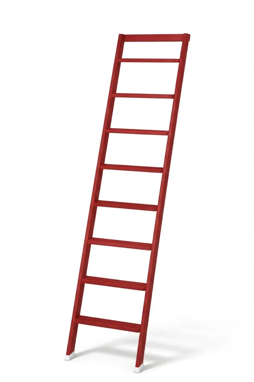 Scale per libreria in legno 8 gradini finitura H12 tinto rosso