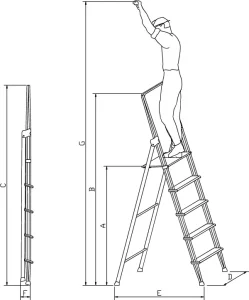Scala salita singola C3 dimensioni e misure