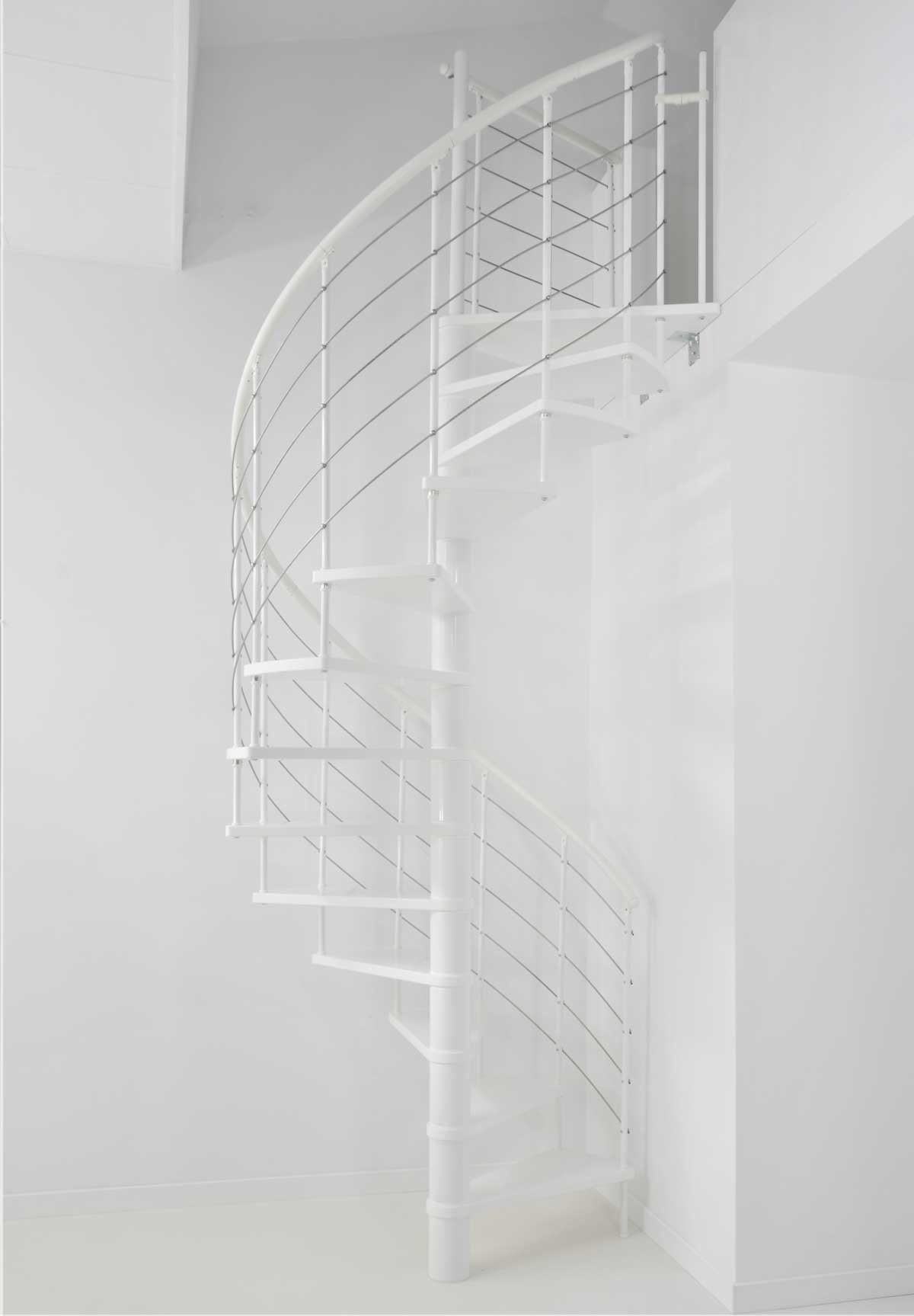 Scala a chiocciola grigia venezia laccata bianco 140 cm