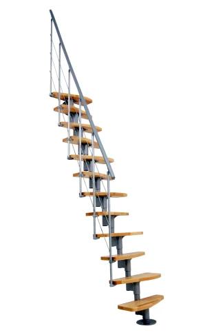 Scala in kit per interno salvaspazio Nizza metallo grigio faggio