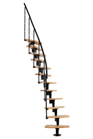 Scala in kit per interno salvaspazio Nizza metallo nero faggio