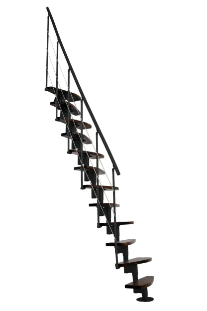 Scala in kit per interno salvaspazio Nizza metallo nero noce