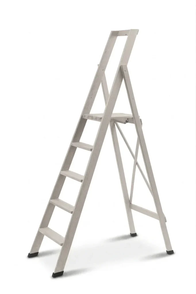 Scale per per la casa HOME in legno 5 gradini finitura H26 laccato grigio chiaro