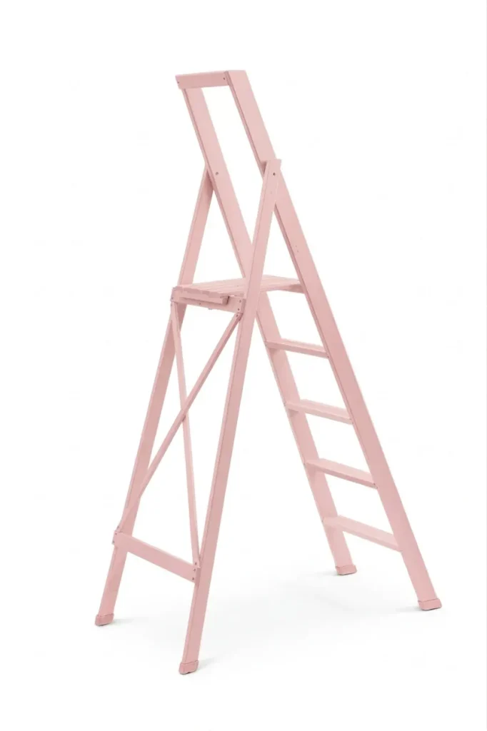 Scale per per la casa HOME in legno 5 gradini finitura H24 laccato rosa antico