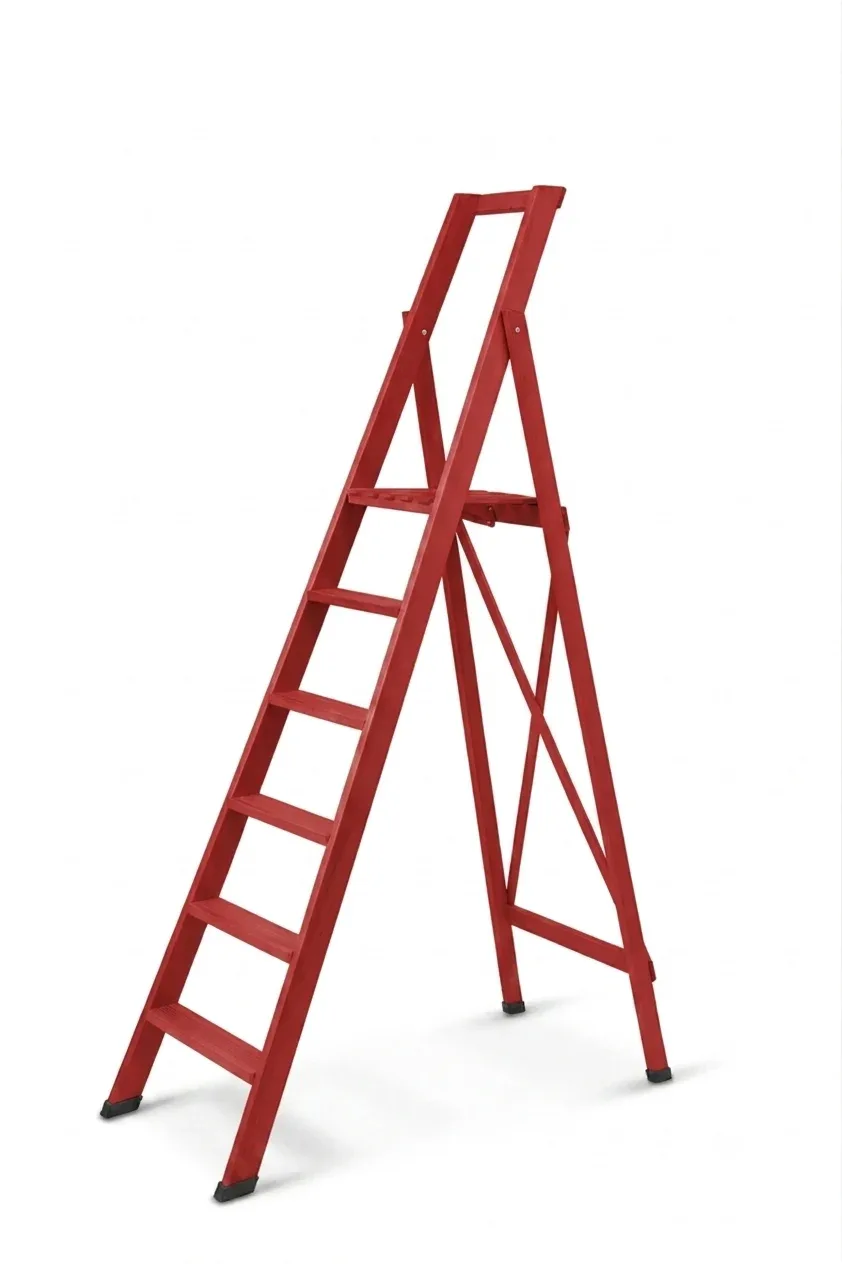 Scale per per la casa HOME in legno 6 gradini finitura H12 tinto rosso