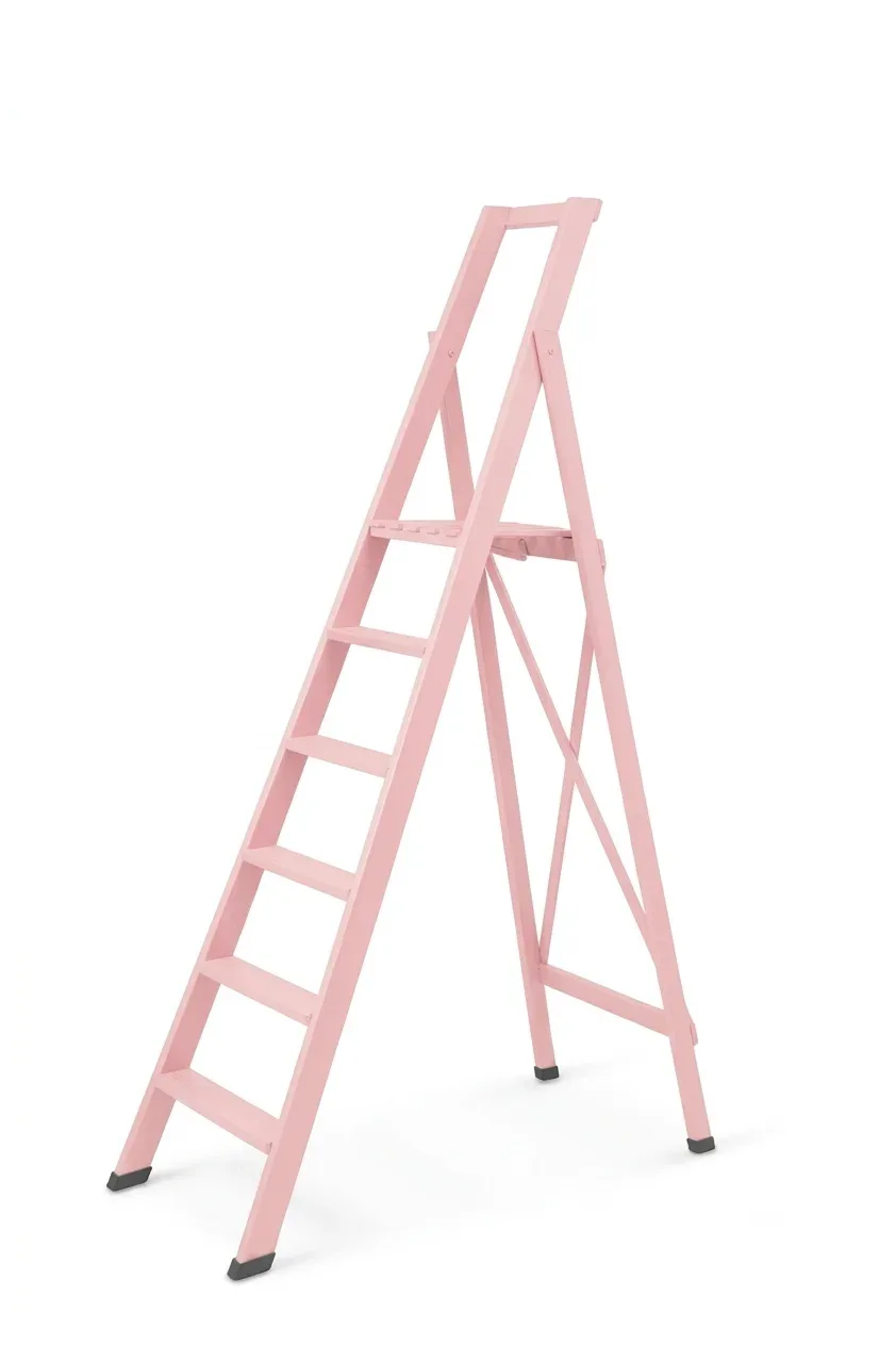 Scale per per la casa HOME in legno 6 gradini finitura H24 laccato Rosa antico