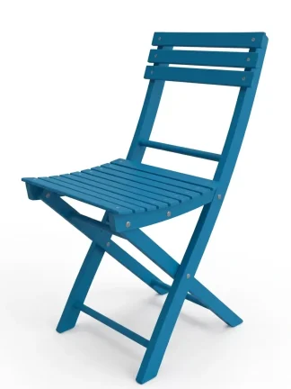 Sedia pieghevole da giardino in legno Basic colore faggio tinto azzurro 2pz