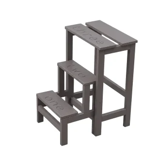 Sgabello Numbers in legno ripieghevole a scomparsa 3 gradini tinto Grigio