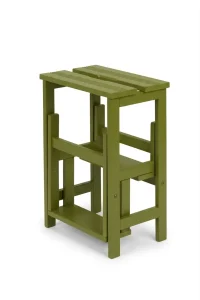 h13 Sgabello in legno 3 gradini ripieghevole Lines faggio tinto verde oliva