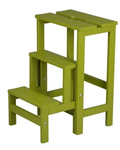 h14 Sgabello in legno 3 gradini ripieghevole Lines faggio tinto verde acido