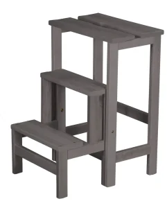 h16 Sgabello in legno 3 gradini ripieghevole Lines faggio tinto grigio