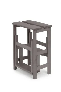 h16 Sgabello in legno 3 gradini ripieghevole Lines faggio tinto grigio