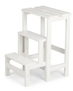 h18 Sgabello in legno 3 gradini ripieghevole Lines faggio laccato bianco