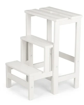 h18 Sgabello in legno 3 gradini ripieghevole Lines faggio laccato bianco