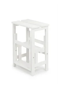 h18 Sgabello in legno 3 gradini ripieghevole Lines faggio laccato bianco