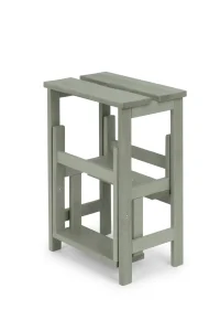 h21 Sgabello in legno 3 gradini ripieghevole Lines faggio tinto verde salvia