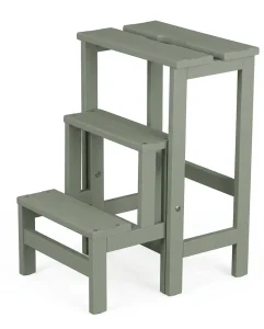 h21 Sgabello in legno 3 gradini ripieghevole Lines faggio tinto verde salvia