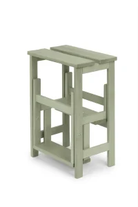 h22 Sgabello in legno 3 gradini ripieghevole Lines faggio laccato verde salvia