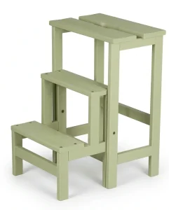 h22 Sgabello in legno 3 gradini ripieghevole Lines faggio laccato verde salvia