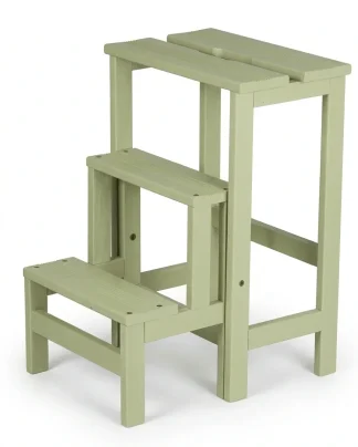 h22 Sgabello in legno 3 gradini ripieghevole Lines faggio laccato verde salvia