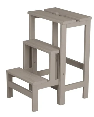 h26 Sgabello in legno 3 gradini ripieghevole Lines faggio laccato grigio chiaro