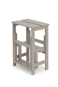 h26 Sgabello in legno 3 gradini ripieghevole Lines faggio laccato grigio chiaro