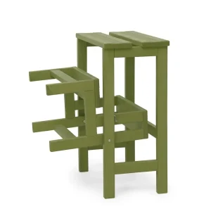 Sgabello in legno 3 gradini ripieghevole Lines H13 verde oliva
