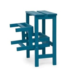 Sgabello in legno 3 gradini ripieghevole Lines H10 azzurro