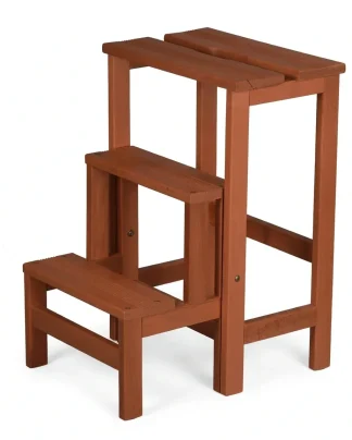 f5 Sgabello in legno 3 gradini ripieghevole Lines faggio tinto noce